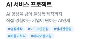 AI 서비스 프로젝트 - AI 영상을 넘어 플랫폼 제작까지 직접 경험하는 기업이 원하는 AI인재